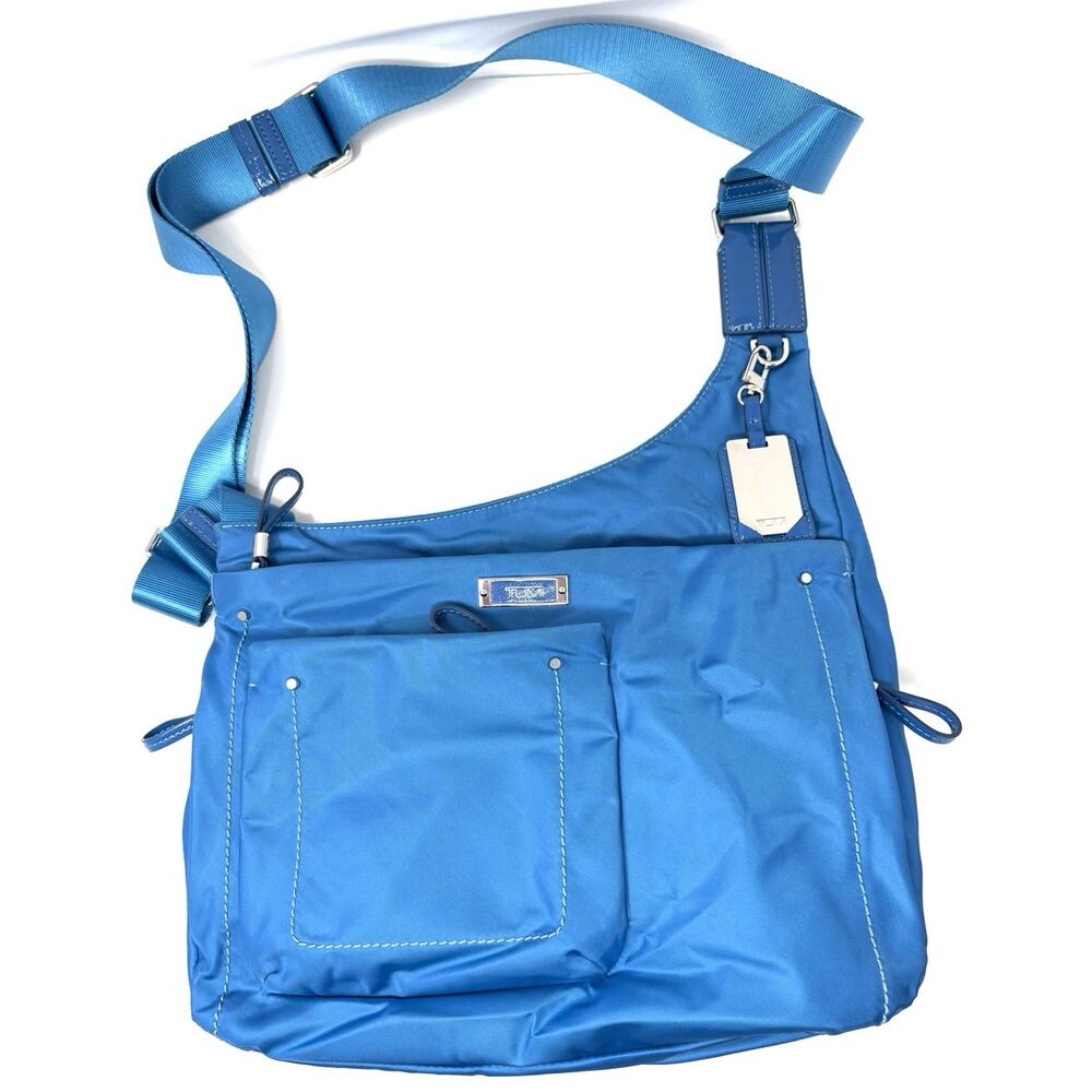 Tumi Voyageur Sumatra Nylon Travel Crossbody Messenger Bag Turquoise Blue EUC